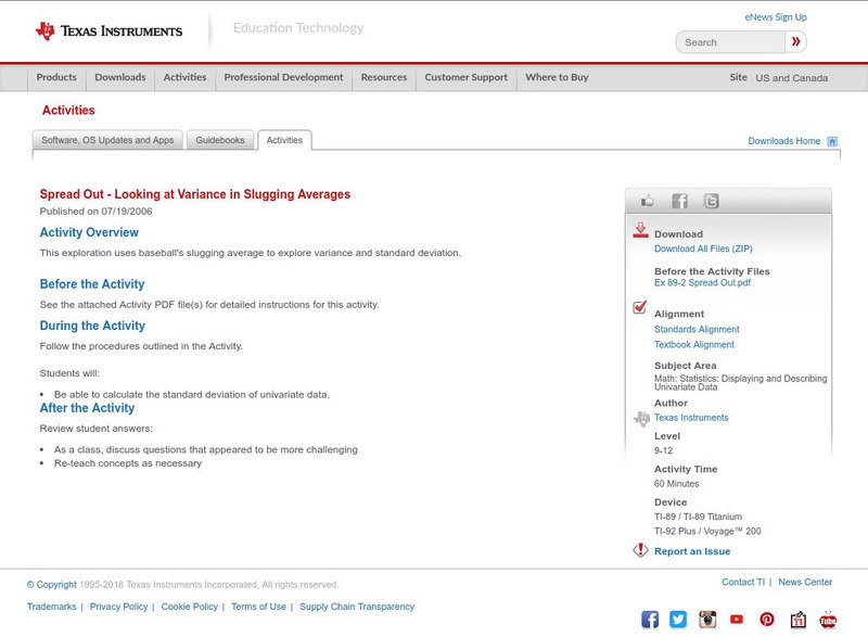 Texas Instruments: Spread Out #1 Activity Texas Instruments: Spread Out #1 Activity