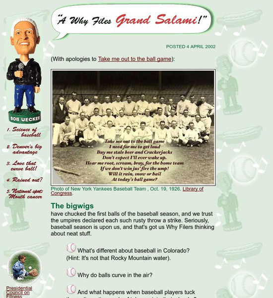 The Why Files: Science of Baseball Activity The Why Files: Science of Baseball Activity