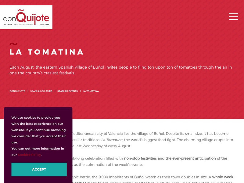 Don Quijote: La Tomatina, Bunol (Valencia) Website Don Quijote: La Tomatina, Bunol (Valencia) Website