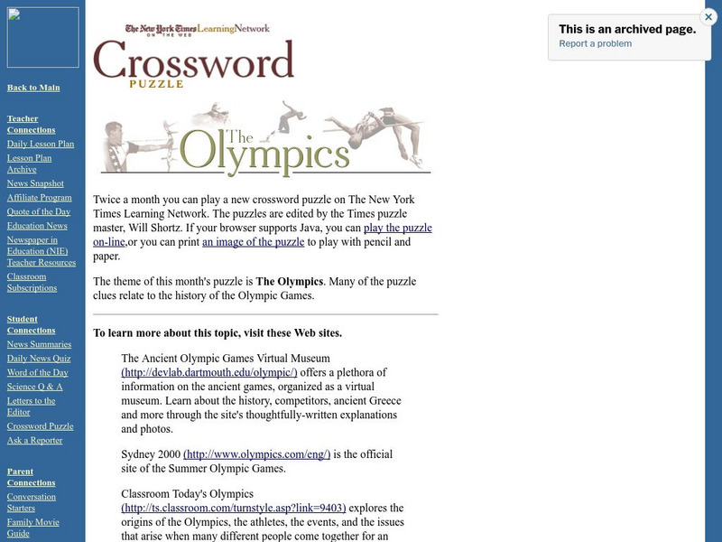 New York Times: Crossword Puzzle: The Olympics Interactive New York Times: Crossword Puzzle: The Olympics Interactive