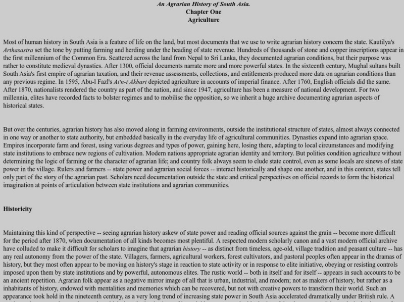 University of Pennsylvania: An Agrarian History of South Asia Handout University of Pennsylvania: An Agrarian History of South Asia Handout
