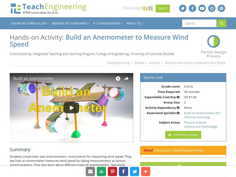 Teach Engineering: Build an Anemometer Activity Teach Engineering: Build an Anemometer Activity