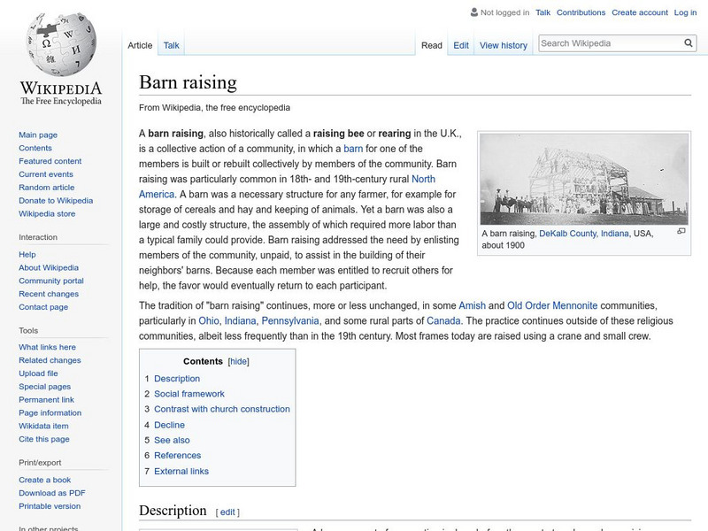 Wikipedia: Barn Raising Handout Wikipedia: Barn Raising Handout