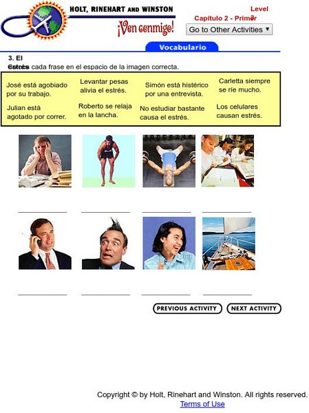 Holt, Rinehart and Winston: Ven Conmigo! El Estres, Capitulo 2 Interactive Holt, Rinehart and Winston: Ven Conmigo! El Estres, Capitulo 2 Interactive