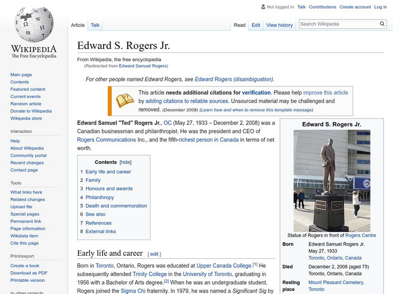 Wikipedia: Edward Samuel Rogers Handout Wikipedia: Edward Samuel Rogers Handout