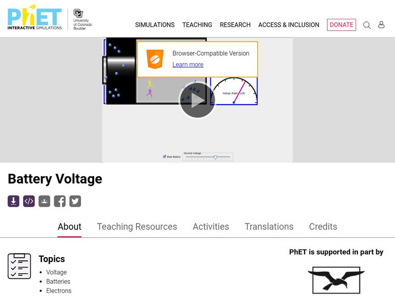 University of Colorado: Ph Et Interactive Simulations: Battery Voltage Interactive University of Colorado: Ph Et Interactive Simulations: Battery Voltage Interactive