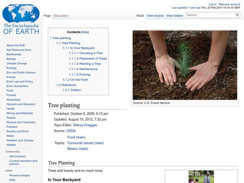 Encyclopedia of Earth: Botany: Tree Planting Handout Encyclopedia of Earth: Botany: Tree Planting Handout
