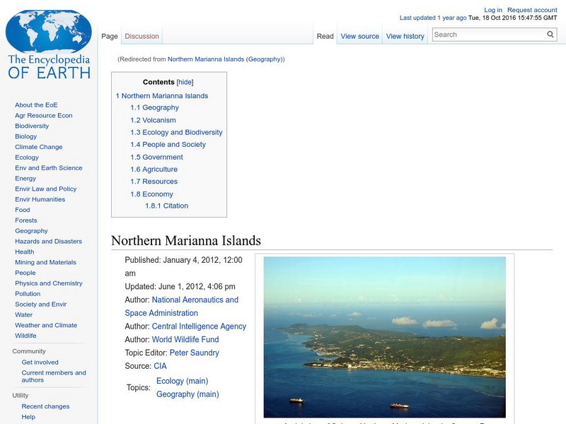 Encyclopedia of Earth: Northern Marianna Islands (United States) Handout