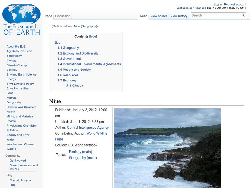 Encyclopedia of Earth: Niue (New Zealand) Handout
