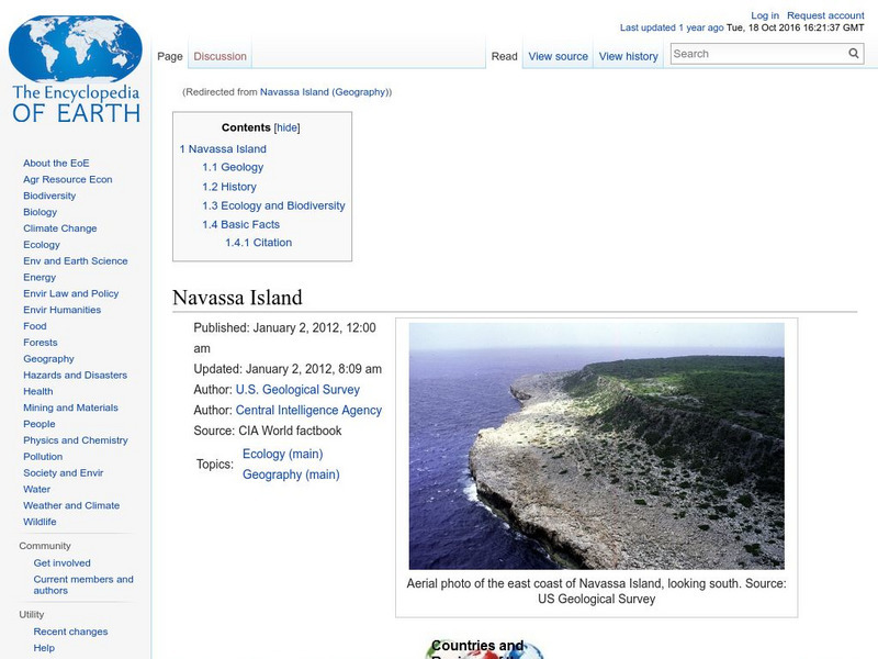 Encyclopedia of Earth: Navassa Island (United States) Handout