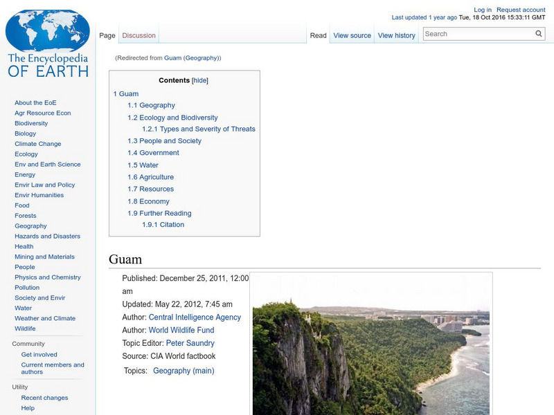 Encyclopedia of Earth: Guam (United States) Handout