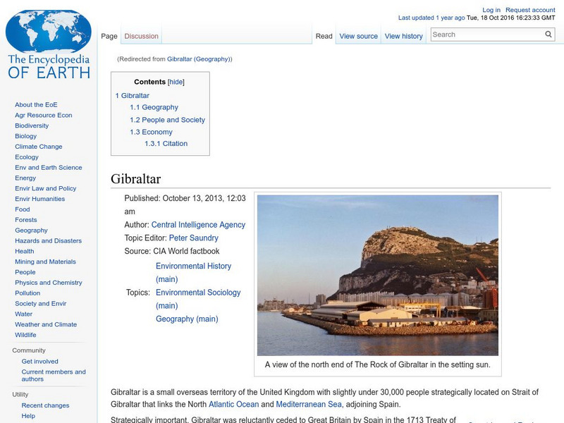 Encyclopedia of Earth: Gibraltar (United Kingdom) Handout Encyclopedia of Earth: Gibraltar (United Kingdom) Handout