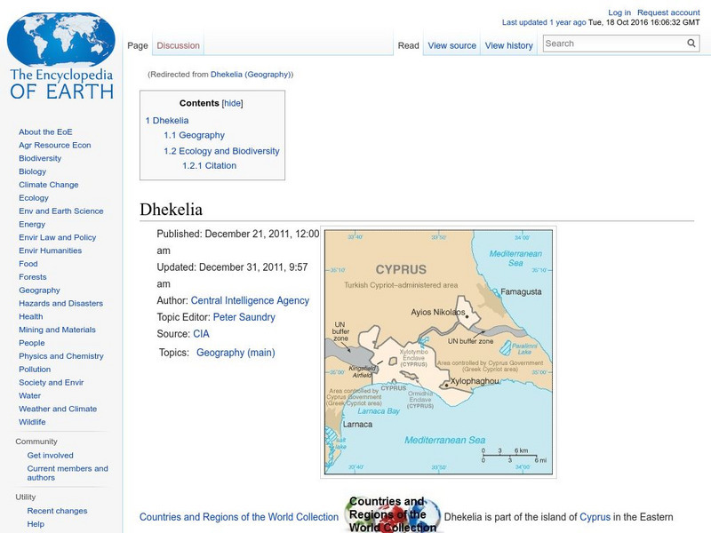 Encyclopedia of Earth: Dhekelia (United Kingdom) Handout Encyclopedia of Earth: Dhekelia (United Kingdom) Handout