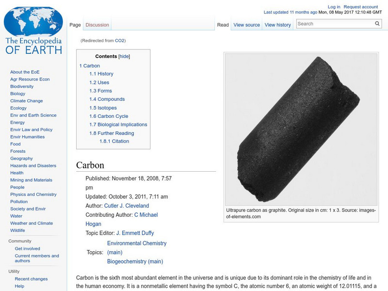 Encyclopedia of Earth: Physics & Chemistry: Carbon Dioxide Handout Encyclopedia of Earth: Physics & Chemistry: Carbon Dioxide Handout
