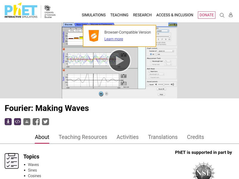 University of Colorado: Ph Et Interactive Simulations: Fourier Making Waves Interactive University of Colorado: Ph Et Interactive Simulations: Fourier Making Waves Interactive