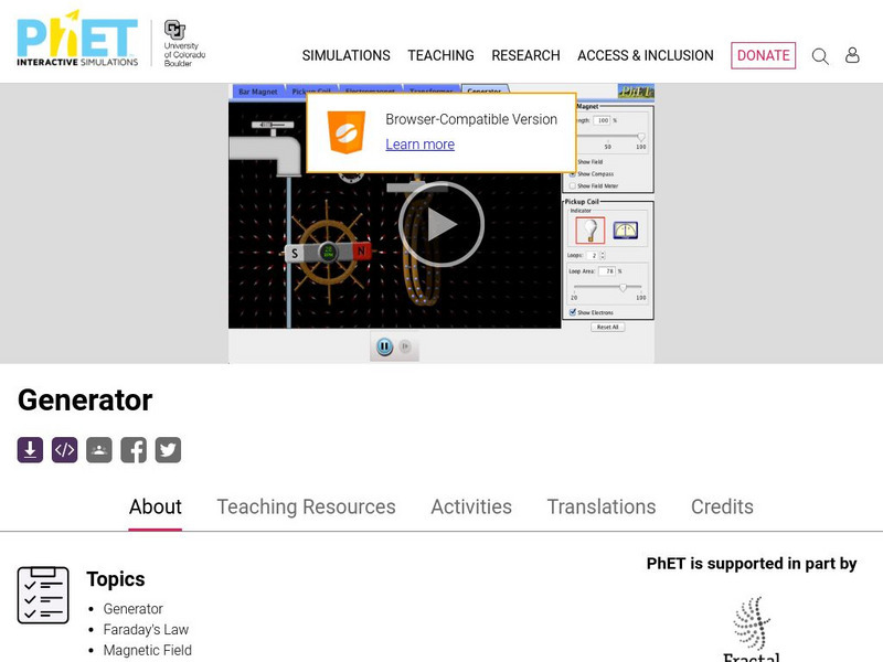 University of Colorado: Ph Et Interactive Simulations: Generator Interactive University of Colorado: Ph Et Interactive Simulations: Generator Interactive