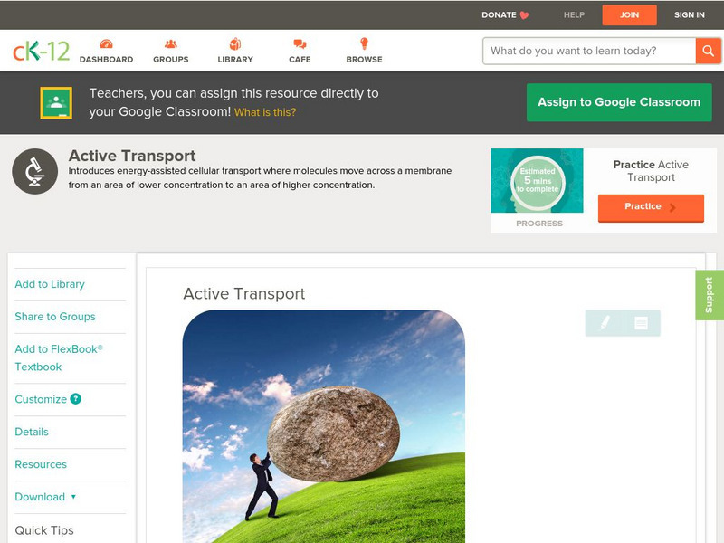 Ck 12: Life Science: Active Transport Unit Plan Ck 12: Life Science: Active Transport Unit Plan