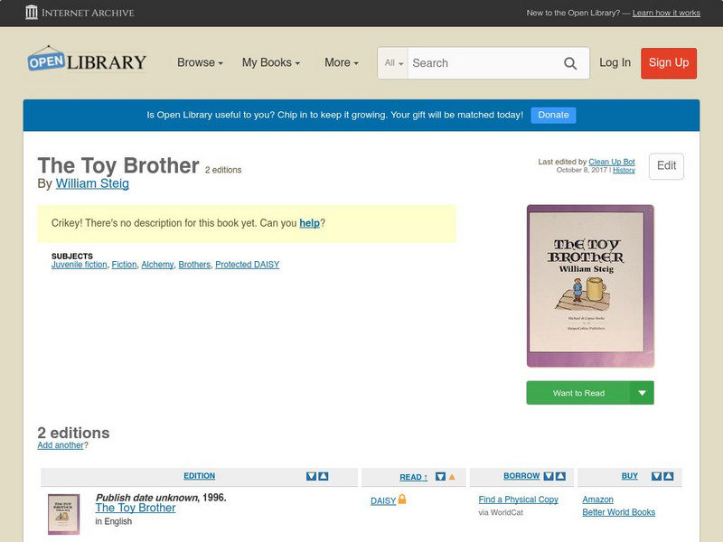 Open Library: The Toy Brother eBook Open Library: The Toy Brother eBook