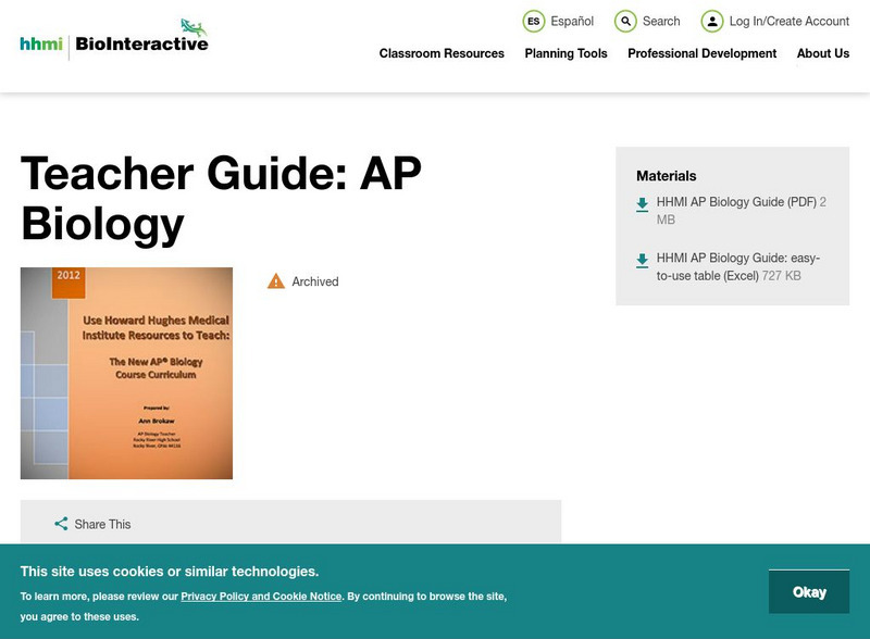 Hhmi: Bio Interactive: Teacher Guide: Ap Biology Lesson Plan Hhmi: Bio Interactive: Teacher Guide: Ap Biology Lesson Plan