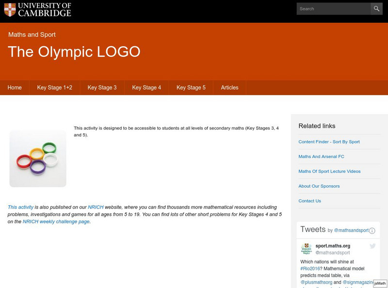 University of Cambridge: Maths and Sports: The Olympic Logo Activity University of Cambridge: Maths and Sports: The Olympic Logo Activity