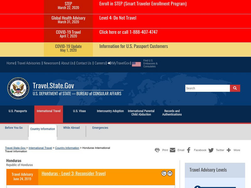 U.s. Department of State: Honduras Handout U.s. Department of State: Honduras Handout