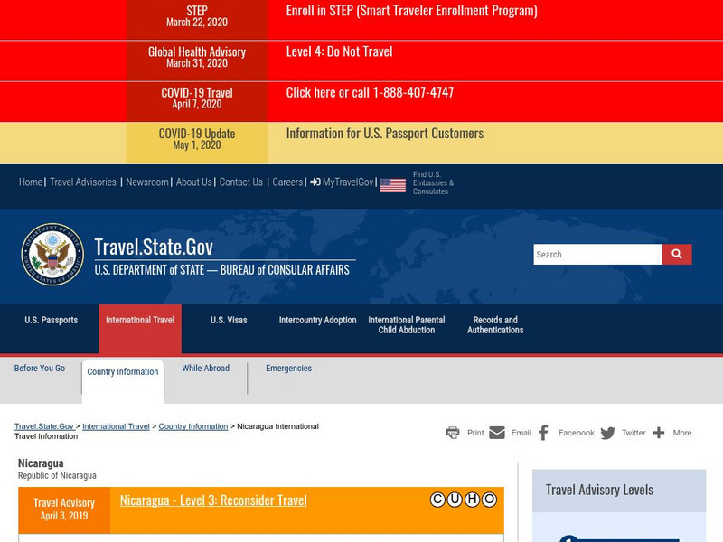U.s. Department of State: Nicaragua Handout U.s. Department of State: Nicaragua Handout