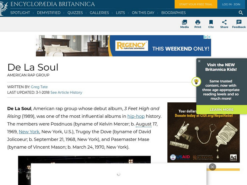 Encyclopedia Britannica: De La Soul Handout Encyclopedia Britannica: De La Soul Handout