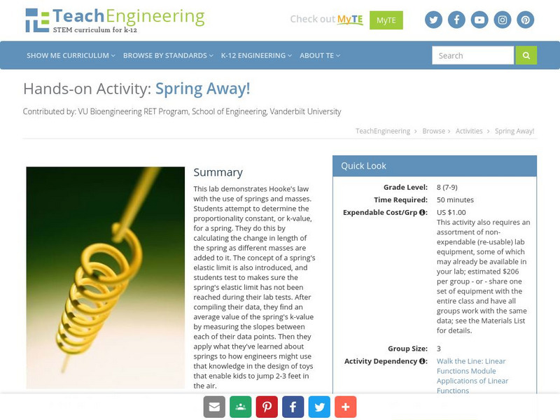 Teach Engineering: Spring Away! Activity Teach Engineering: Spring Away! Activity