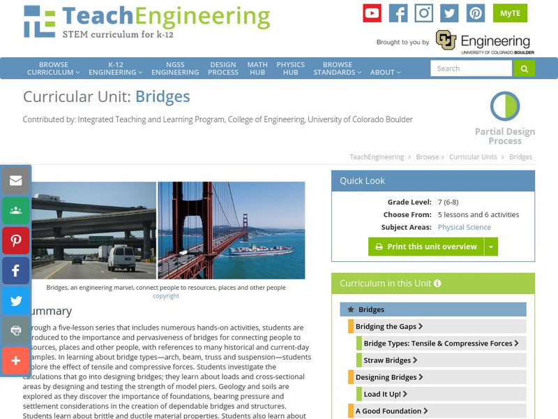 Teach Engineering: Bridges Unit Plan Teach Engineering: Bridges Unit Plan