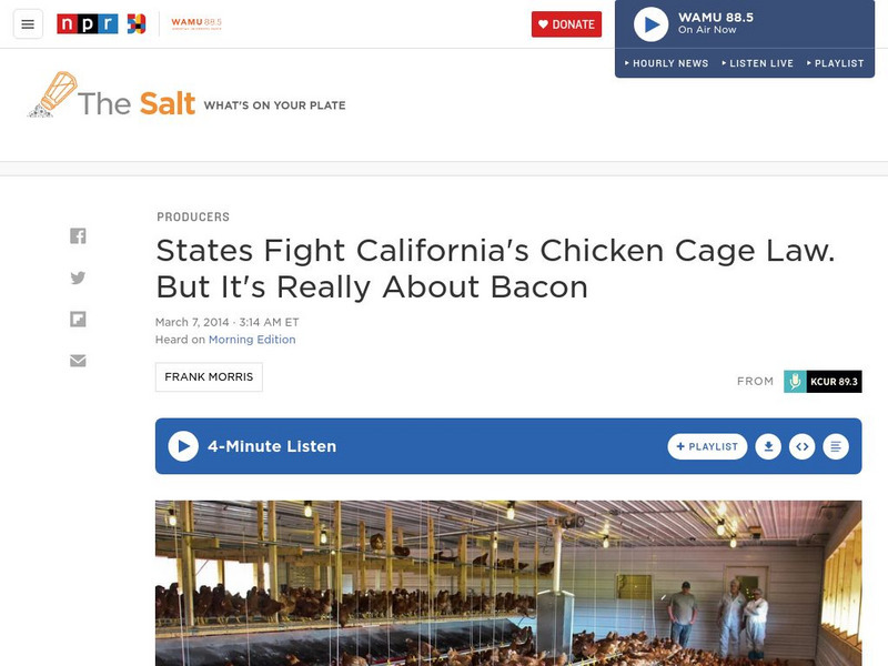 Npr: States Fight California's Chicken Cage Law Article Npr: States Fight California's Chicken Cage Law Article