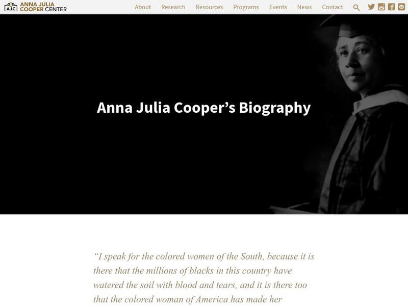 Anna Julia Cooper Project: Anna Julia Cooper's Biography Article Anna Julia Cooper Project: Anna Julia Cooper's Biography Article