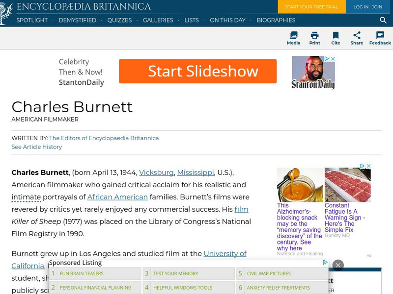 Encyclopedia Britannica: Charles Burnett Handout Encyclopedia Britannica: Charles Burnett Handout