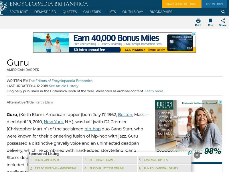 Encyclopedia Britannica: Guru Handout Encyclopedia Britannica: Guru Handout