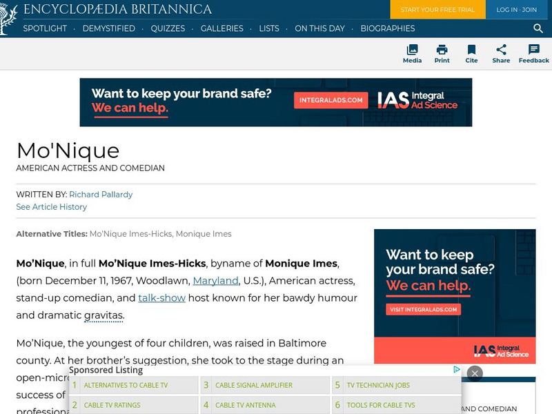 Encyclopedia Britannica: Mo'nique Handout Encyclopedia Britannica: Mo'nique Handout