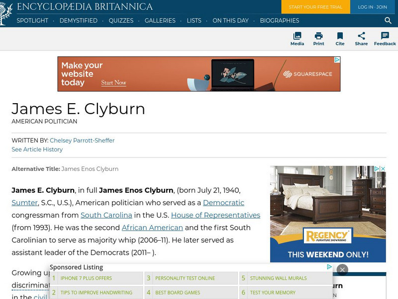Encyclopedia Britannica: James E. Clyburn Handout Encyclopedia Britannica: James E. Clyburn Handout