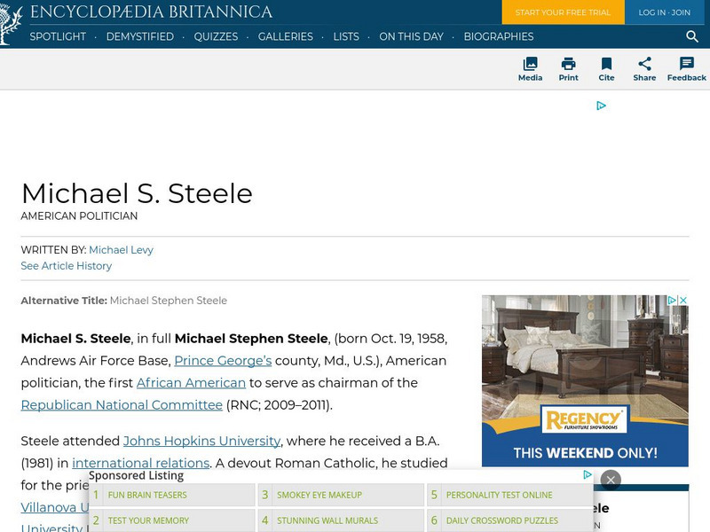 Encyclopedia Britannica: Michael S. Steele Handout Encyclopedia Britannica: Michael S. Steele Handout