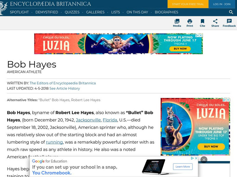 Encyclopedia Britannica: Bob Hayes Handout Encyclopedia Britannica: Bob Hayes Handout