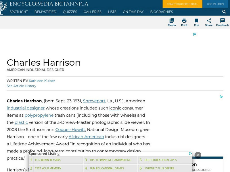Encyclopedia Britannica: Charles Harrison Handout Encyclopedia Britannica: Charles Harrison Handout