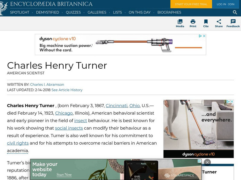 Encyclopedia Britannica: Charles Henry Turner Handout Encyclopedia Britannica: Charles Henry Turner Handout