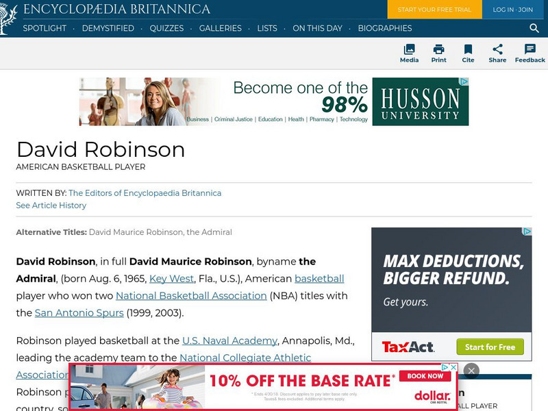 Encyclopedia Britannica: David Robinson Handout Encyclopedia Britannica: David Robinson Handout