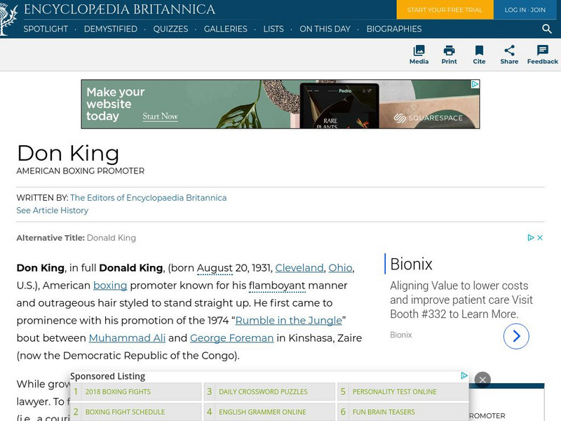 Encyclopedia Britannica: Don King Handout Encyclopedia Britannica: Don King Handout