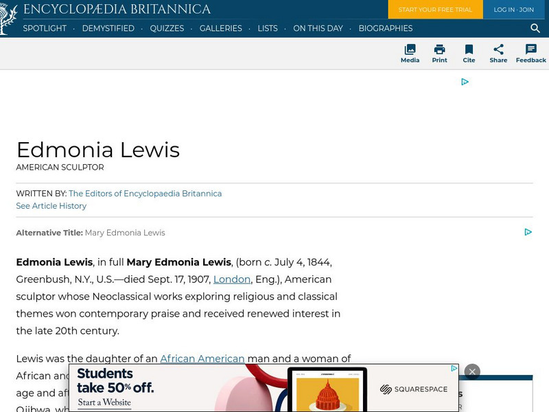 Encyclopedia Britannica: Edmonia Lewis Handout