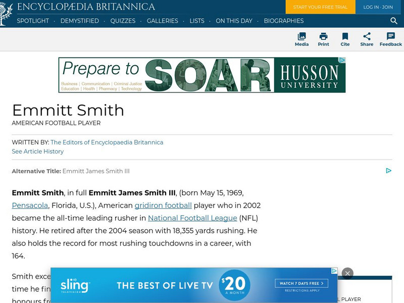 Encyclopedia Britannica: Emmitt Smith Handout