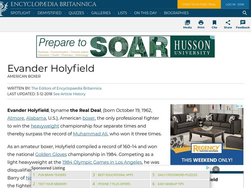 Encyclopedia Britannica: Evander Holyfield Handout