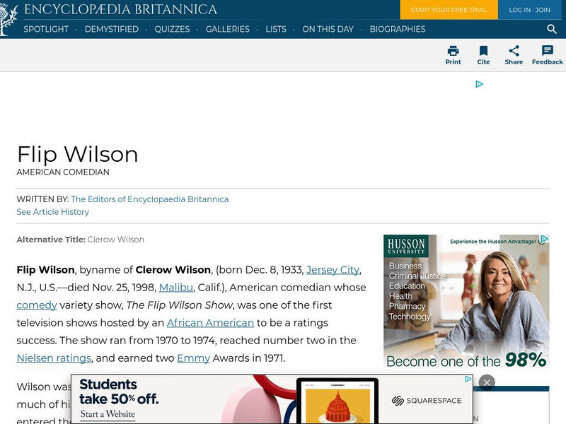Encyclopedia Britannica: Flip Wilson Handout