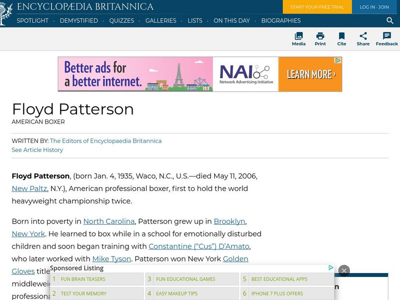 Encyclopedia Britannica: Floyd Patterson Handout