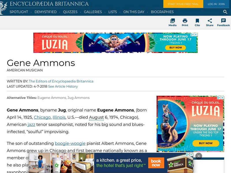 Encyclopedia Britannica: Gene Ammons Handout