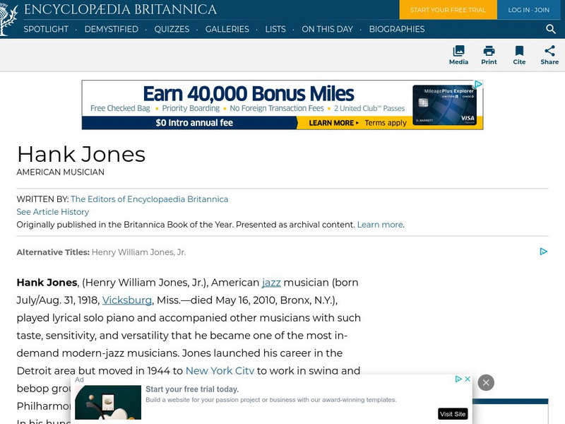 Encyclopedia Britannica: Hank Jones Handout Encyclopedia Britannica: Hank Jones Handout