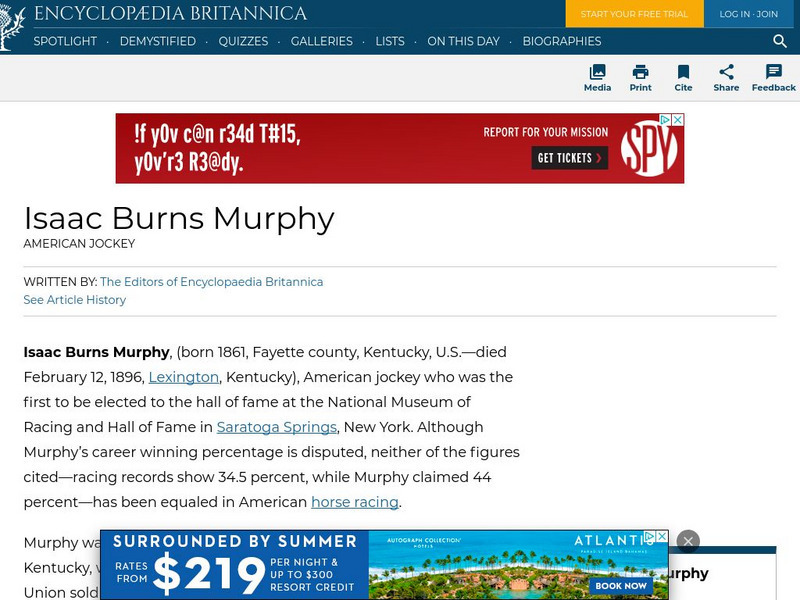 Encyclopedia Britannica: Isaac Burns Murphy Handout Encyclopedia Britannica: Isaac Burns Murphy Handout