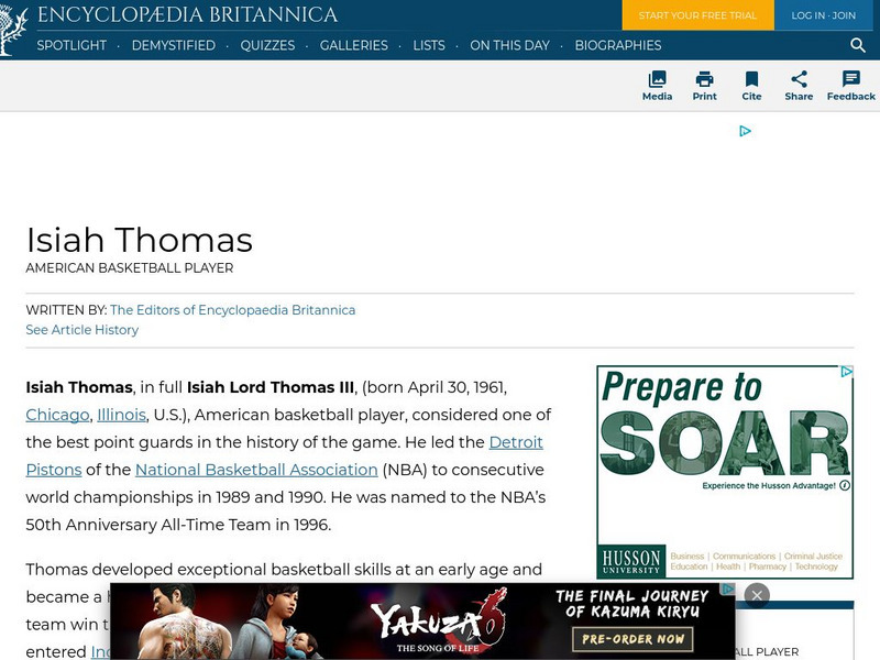 Encyclopedia Britannica: Isiah Thomas Handout